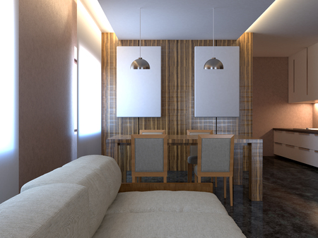 3D-rendering of the interior of the living roomの写真素材