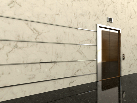 3d rendering of a lobby with lift in an office buildingの写真素材
