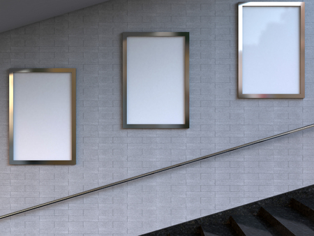 3d rendering empty  signboard. Blank billboard. Backgroundの写真素材