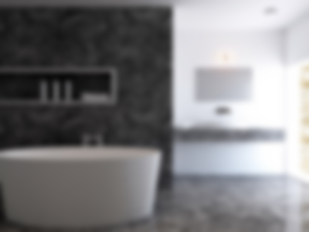 3D-rendering blurred modern bathroom in a big houseの写真素材