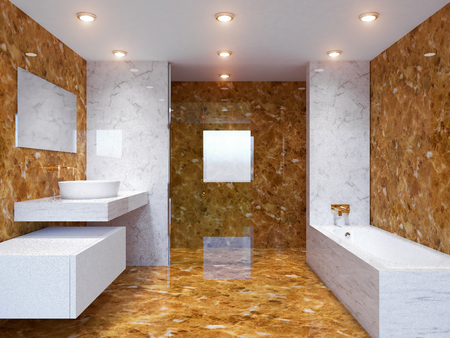 3D-rendering modern bathroom in a big houseの写真素材