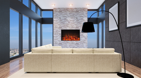 cozy corner in a residential home. Interior living room. 3d renderの写真素材