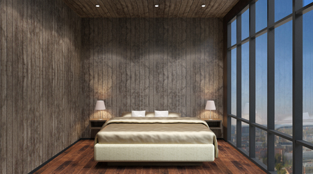 The modern design of the bedrooms. 3d renderingの写真素材