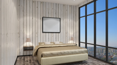 The modern design of the bedrooms. 3d renderingの写真素材