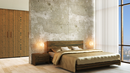 The modern design of the bedrooms. 3d renderingの写真素材