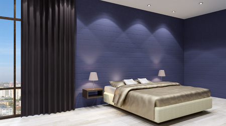 The modern design of the bedrooms. 3d renderingの写真素材