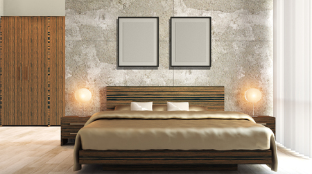 The modern design of the bedrooms. 3d renderingの写真素材