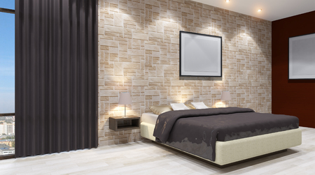 The modern design of the bedrooms. 3d renderingの写真素材