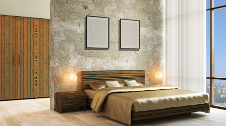 The modern design of the bedrooms. 3d renderingの写真素材