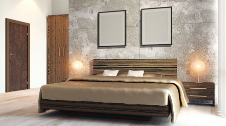 The modern design of the bedrooms. 3d renderingの写真素材