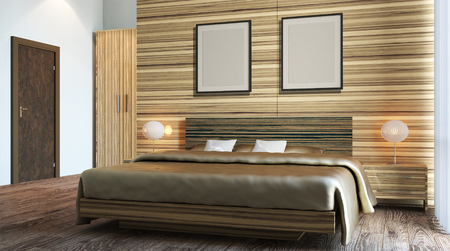The modern design of the bedrooms. 3d renderingの写真素材