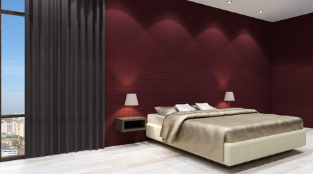 The modern design of the bedrooms. 3d renderingの写真素材