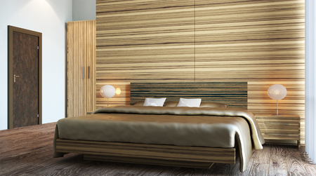 The modern design of the bedrooms. 3d renderingの写真素材