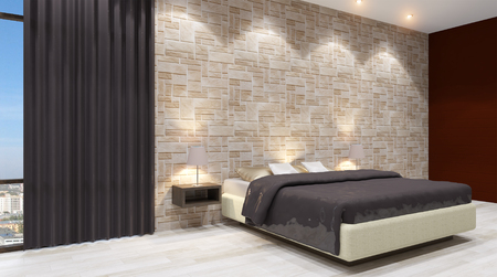 The modern design of the bedrooms. 3d renderingの写真素材
