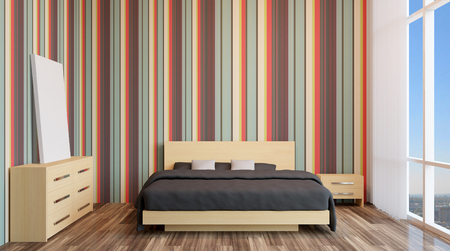 The modern design of the bedrooms. 3d renderingの写真素材