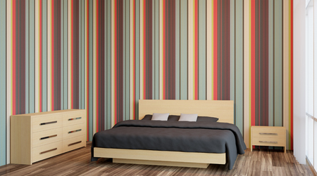 The modern design of the bedrooms. 3d renderingの写真素材