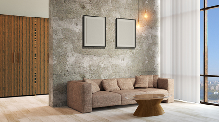 cozy corner in a residential home. Interior living room. 3d renderの写真素材