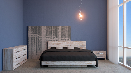 The modern design of the bedrooms. 3d renderingの写真素材