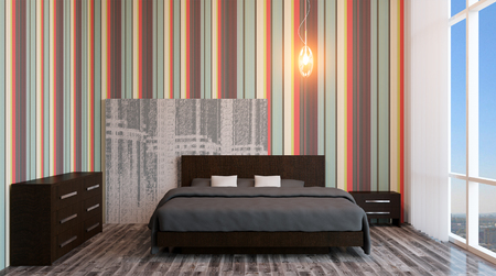 The modern design of the bedrooms. 3d renderingの写真素材