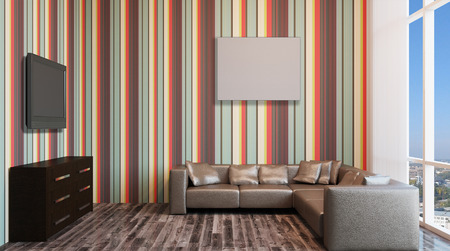 cozy corner in a residential home. Interior living room. 3d renderの写真素材