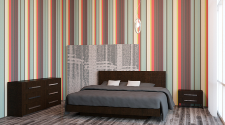 The modern design of the bedrooms. 3d renderingの写真素材
