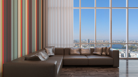 cozy corner in a residential home. Interior living room. 3d renderの写真素材