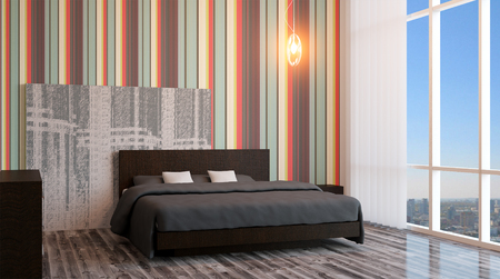 The modern design of the bedrooms. 3d renderingの写真素材