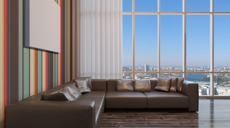 cozy corner in a residential home. Interior living room. 3d renderの写真素材