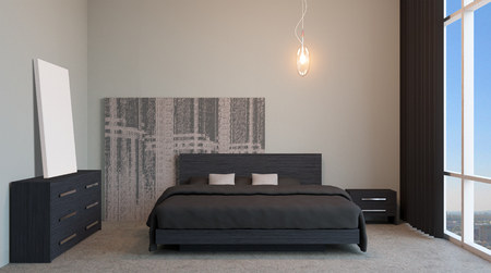 The modern design of the bedrooms. 3d renderingの写真素材