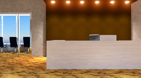 Empty office. Sunny morning.3D renderingの写真素材