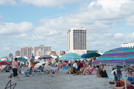 ATLANTIC CITY, NJ - AUGUST 17: Atlantic City Beach during the Annual Atlantic City Air Show on August 17, 2016のeditorial素材
