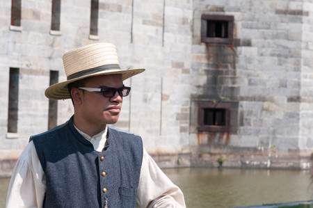 FORT DELAWARE, DELAWARE CITY, DE - AUGUST 1: Fort Delaware State Park, Historic Union Civil War Fortress that housed Confederate Prisoners on August 1, 2015のeditorial素材