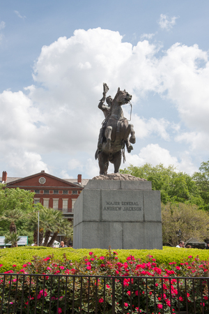 NEW ORLEANS, LA - APRIL 13: Statue of Andrew Jackson at the Jackson Square New Orleans on April 13, 2014のeditorial素材
