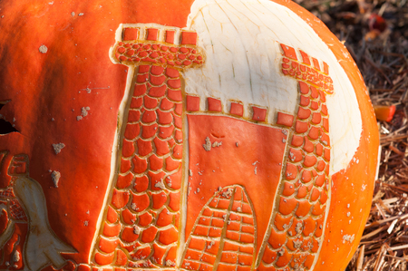 CHADDS FORD, PA - OCTOBER 26: Castle Pumpkin at The Great Pumpkin Carve carving contest on October 26, 2013のeditorial素材