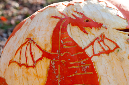 CHADDS FORD, PA - OCTOBER 26: Dragon Pumpkin at The Great Pumpkin Carve carving contest on October 26, 2013のeditorial素材