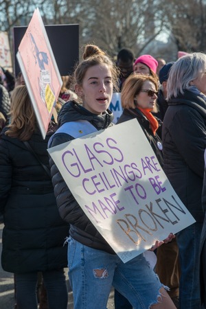 Philadelphia, Pennsylvania, USA - January 20, 2018: Thousands in Philadelphia unite in solidarity with the Womens March.のeditorial素材