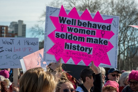 Philadelphia, Pennsylvania, USA - January 20, 2018: Thousands in Philadelphia unite in solidarity with the Womens March.のeditorial素材