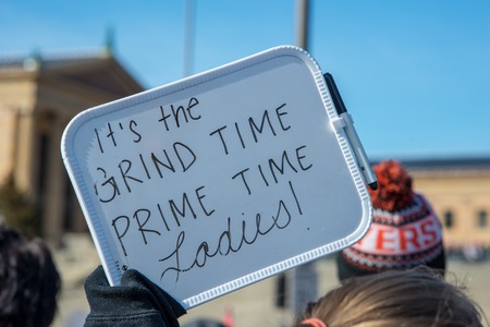 Philadelphia, Pennsylvania, USA - January 20, 2018: Thousands in Philadelphia unite in solidarity with the Womens March.のeditorial素材