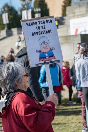 Philadelphia, Pennsylvania, USA - January 20, 2018: Thousands in Philadelphia unite in solidarity with the Womens March.のeditorial素材
