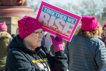 Philadelphia, Pennsylvania, USA - January 20, 2018: Thousands in Philadelphia unite in solidarity with the Womens March.のeditorial素材