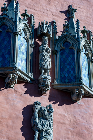 Wroclaw, Poland - March 9, 2018: Wroclaw Town Hall details in morning in historic capital of Silesia, Poland, Europe.のeditorial素材