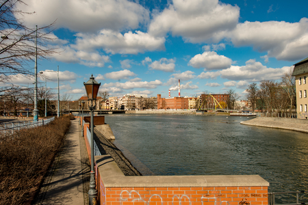 Wroclaw, Poland, March 9, 2018: Naked swordsman in the square in front of the University of Wroclawのeditorial素材