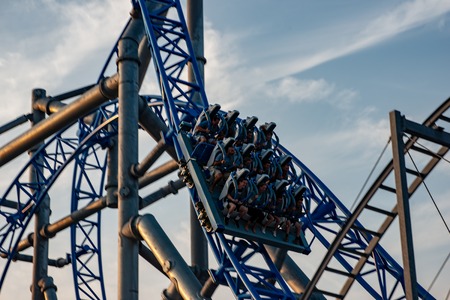 Ocean City, NJ - June 11, 2018: New GaleForce Roller Coaster on Playland Castaway Cove pier in Ocean Cityのeditorial素材