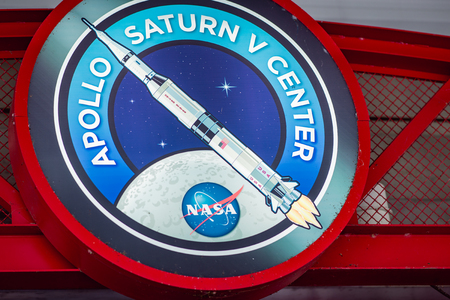 Cape Canaveral, Florida - August 13, 2018: Sign for Apollo Center at NASA Kennedy Space Centerのeditorial素材