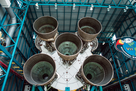 Cape Canaveral, Florida - August 13, 2018: Staurn V Rocket at NASA Kennedy Space Centerのeditorial素材