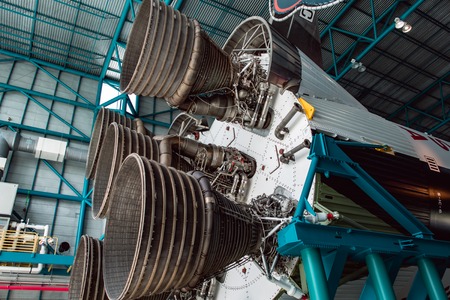 Cape Canaveral, Florida - August 13, 2018: Staurn V Rocket at NASA Kennedy Space Center