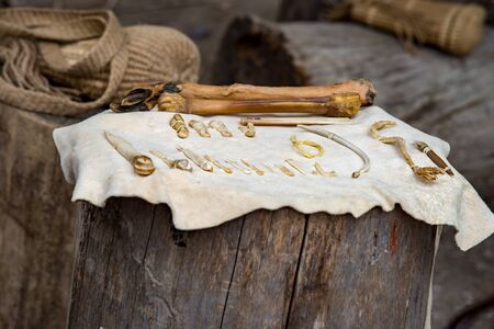 March 24, 2018 - Jamestown, VA: View of Native American life at the Jamestown settlementのeditorial素材