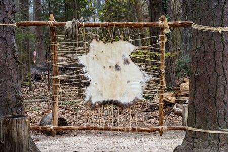 March 24, 2018 - Jamestown, VA: View of Native American life at the Jamestown settlementのeditorial素材
