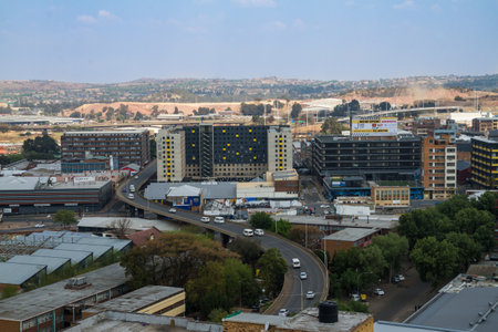 Johannesburg, South Africa Sept 19, 2020: aerial view of the new Jewel City development of residential apartments and retail businesses. There are stylish apartment buildings and shops in a vibrant location.のeditorial素材