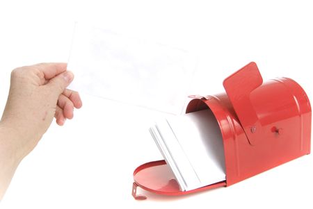 hand reached letter in mailbox